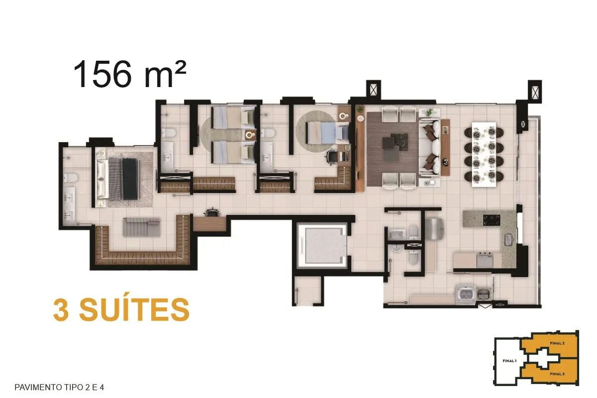 planta 156 m² arte square