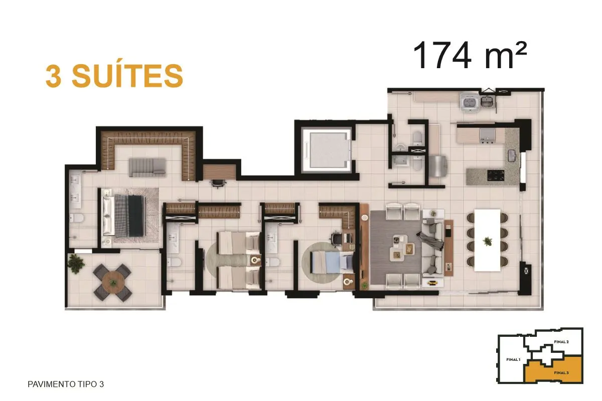 planta 174 m² arte square