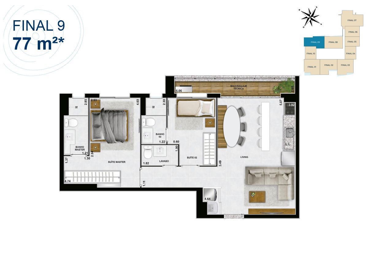 Azure Compact Life - 50 m² a 115 m², Apartamento Setor Marista