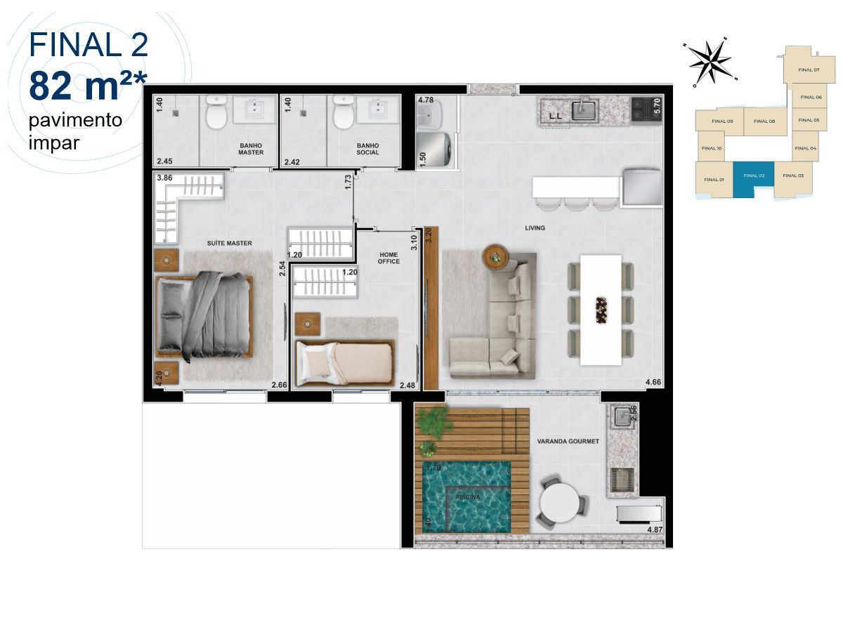 Azure Compact Life - 50 m² a 115 m², Apartamento Setor Marista