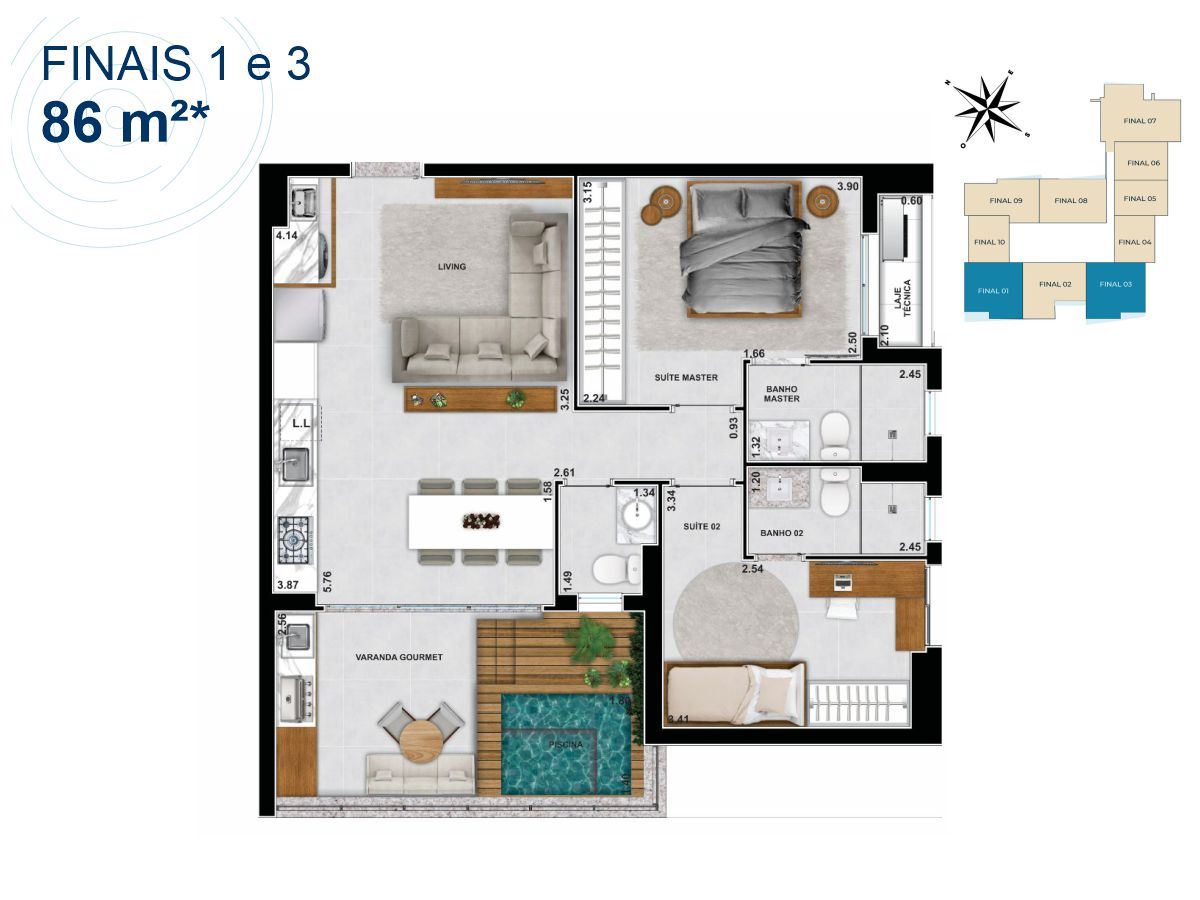 City Azure Compact Life, apartamentos na Rua 135, 231 - Seto