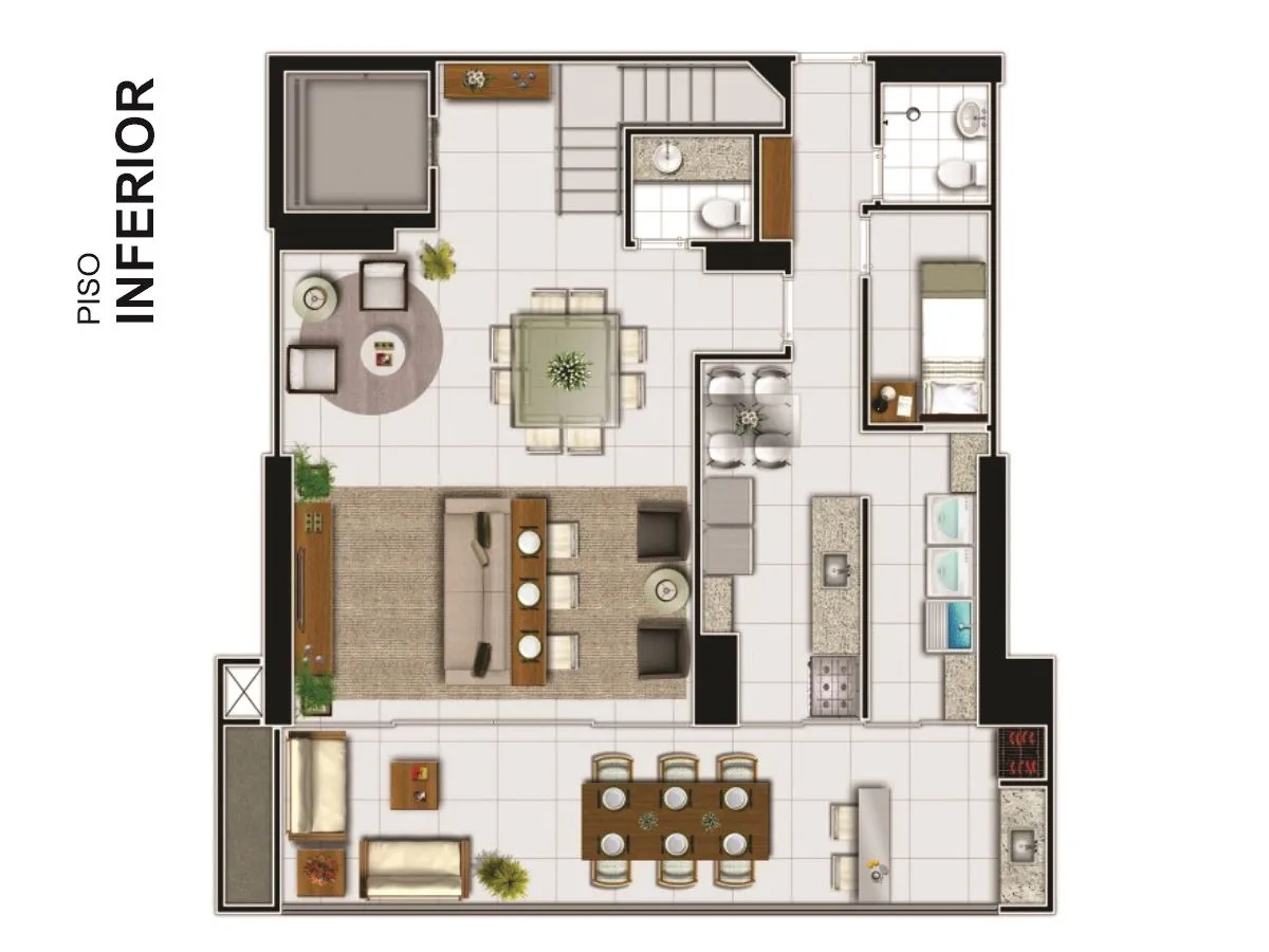 planta inferior apartamento duplex residencial romanee