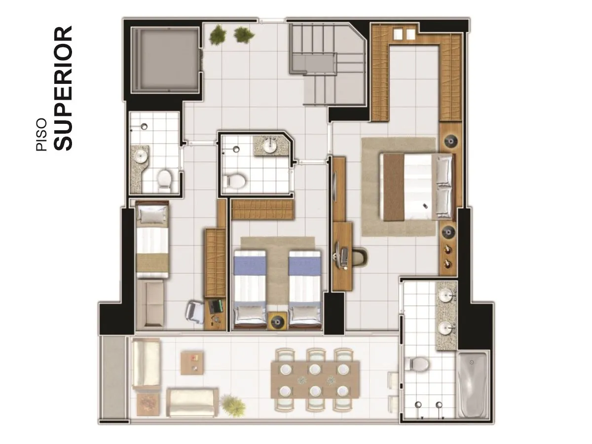 planta superior apartamento duplex residencial romanee