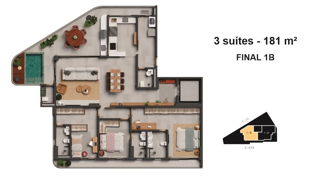 planta penthouse 181 m² tom bueno