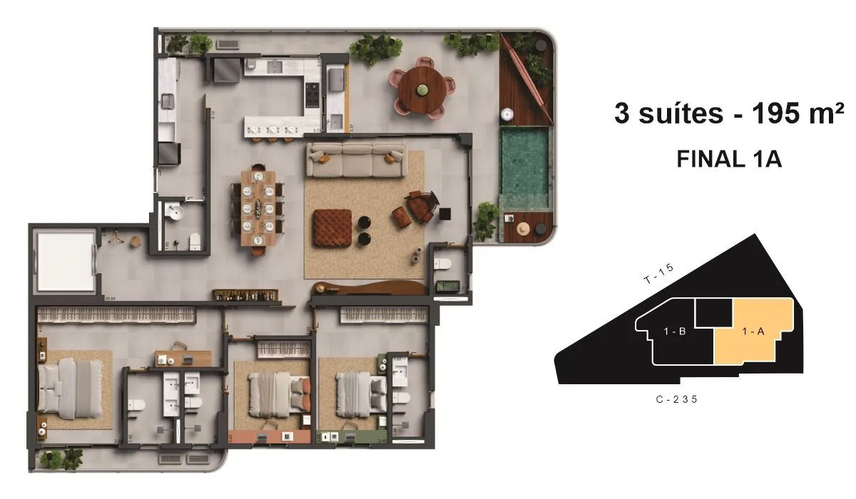 planta penthouse 195 m² tom bueno